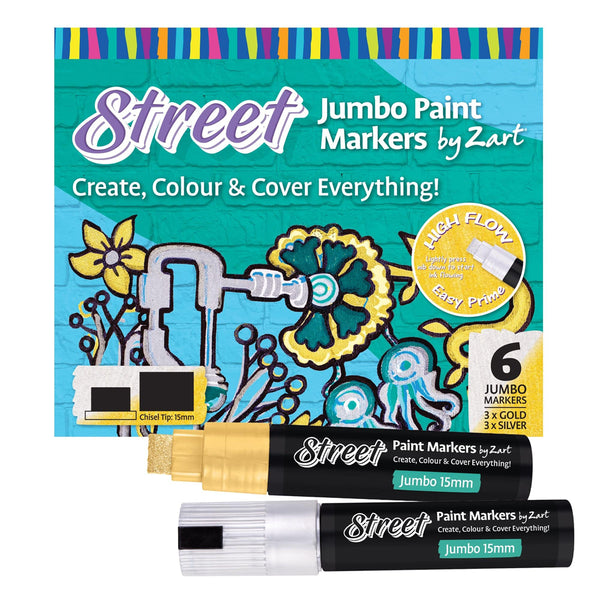 Street Paint Marker 15mm 6pk (Gold/Silver)