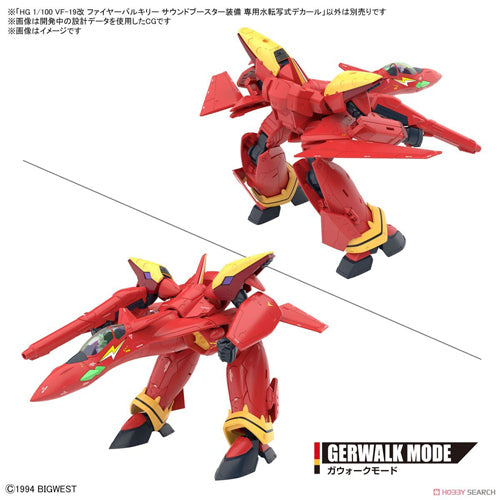 HG VF-19 Custom Fire Valkyrie with Sound Booster Water Decals 1/100