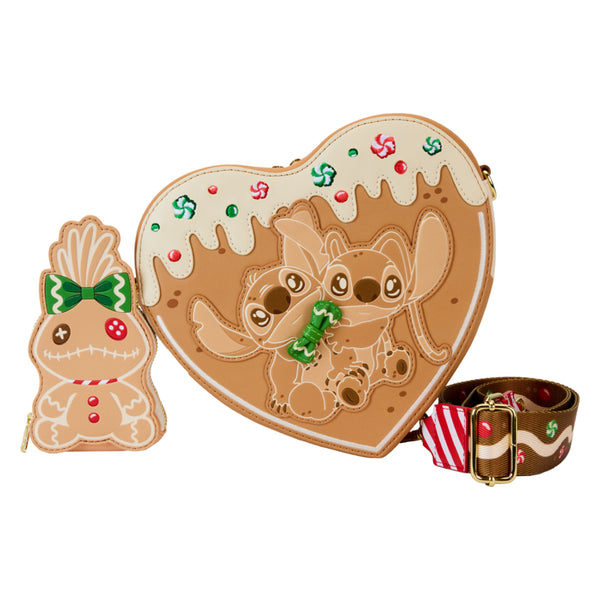 Lilo & Stitch Angel & Stitch Gingerbread Heart Crossbody Bag