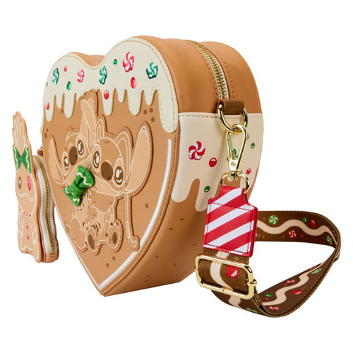 Lilo & Stitch Angel & Stitch Gingerbread Heart Crossbody Bag