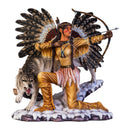 Large Native American Fairy with Wolf Figurine