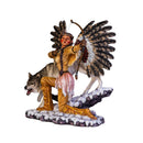 Large Native American Fairy with Wolf Figurine