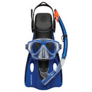 Ezi-Travel Adult Silicone Mask, Snorkel & Fin Set (Blue)