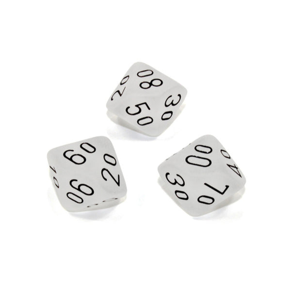Chessex Tens 10 Dice Frosted Polyhedral (Clear/Black)