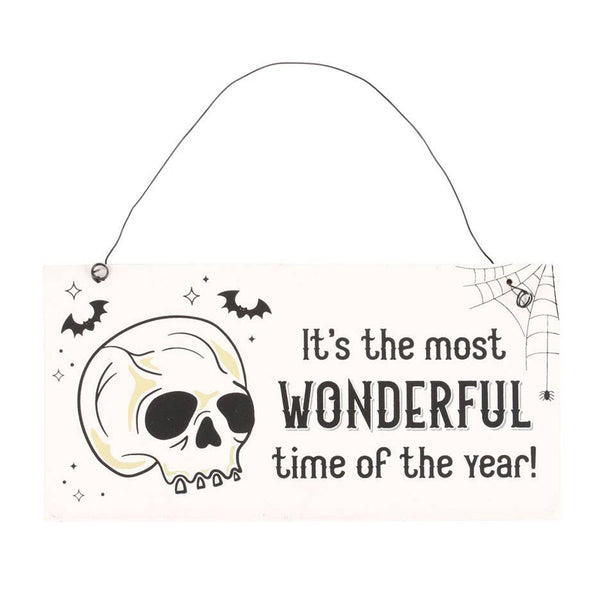 Most Wonderful Time of Year Skull Hanging MDF Sign