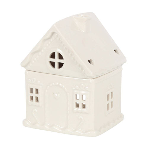 White Gingerbread House Ceramic Oil Burner