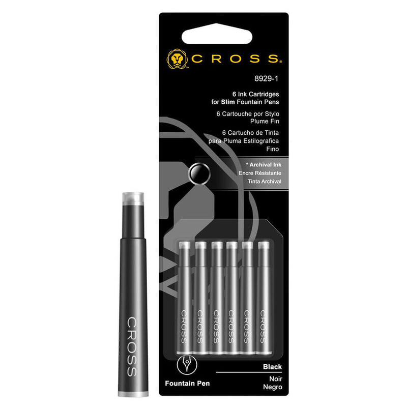 Slim Fountain Pen Ink Cartridges (6 Per Card)