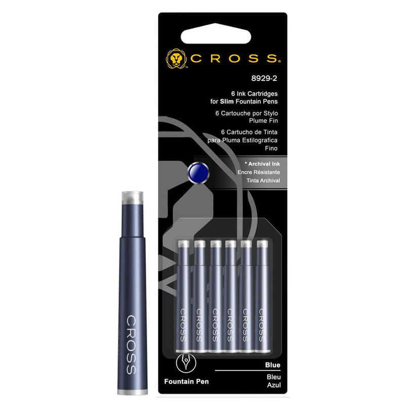 Slim Fountain Pen Ink Cartridges (6 Per Card)