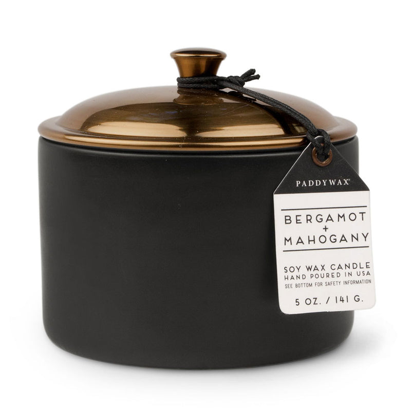 Hygge Bergamot Mahogony Candle in Ceramic (Black)