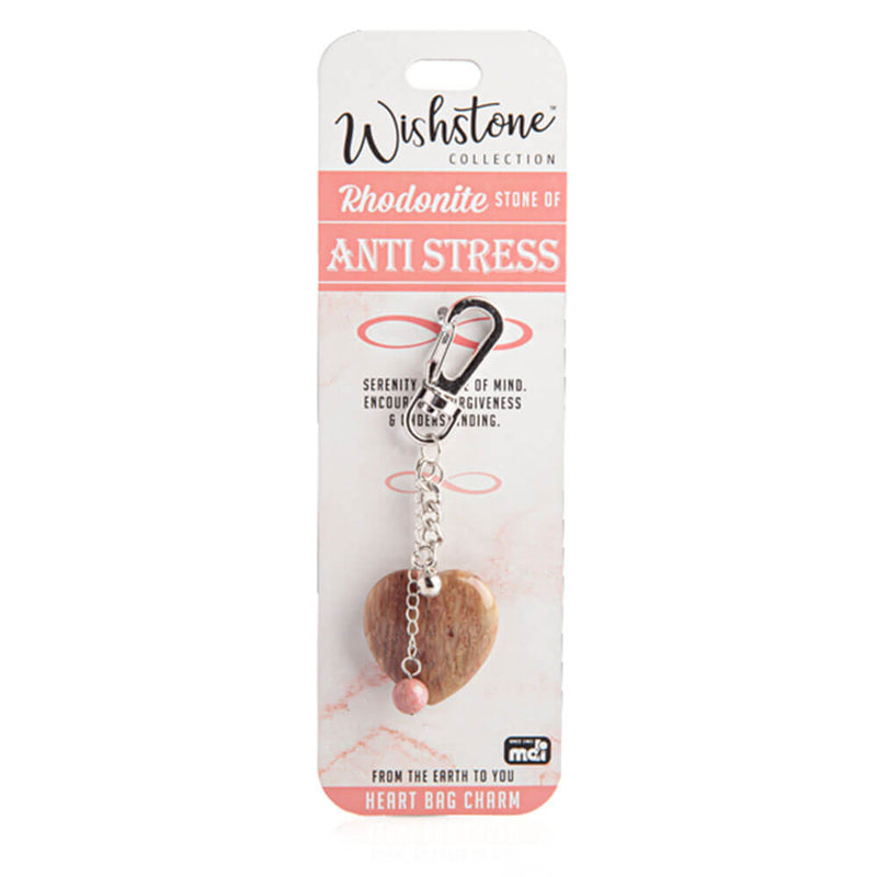 Wishstone Collection Rhodonite Heart Bag Charm