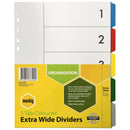 Marbig 5 Tab Plastic Extra Wide Dividers A4 (Coloured)